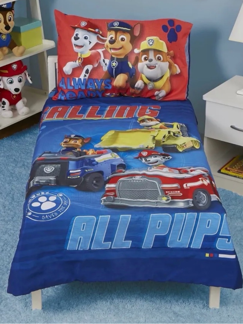 PAW Patrol Blue Calling All Pups Toddler Bedset